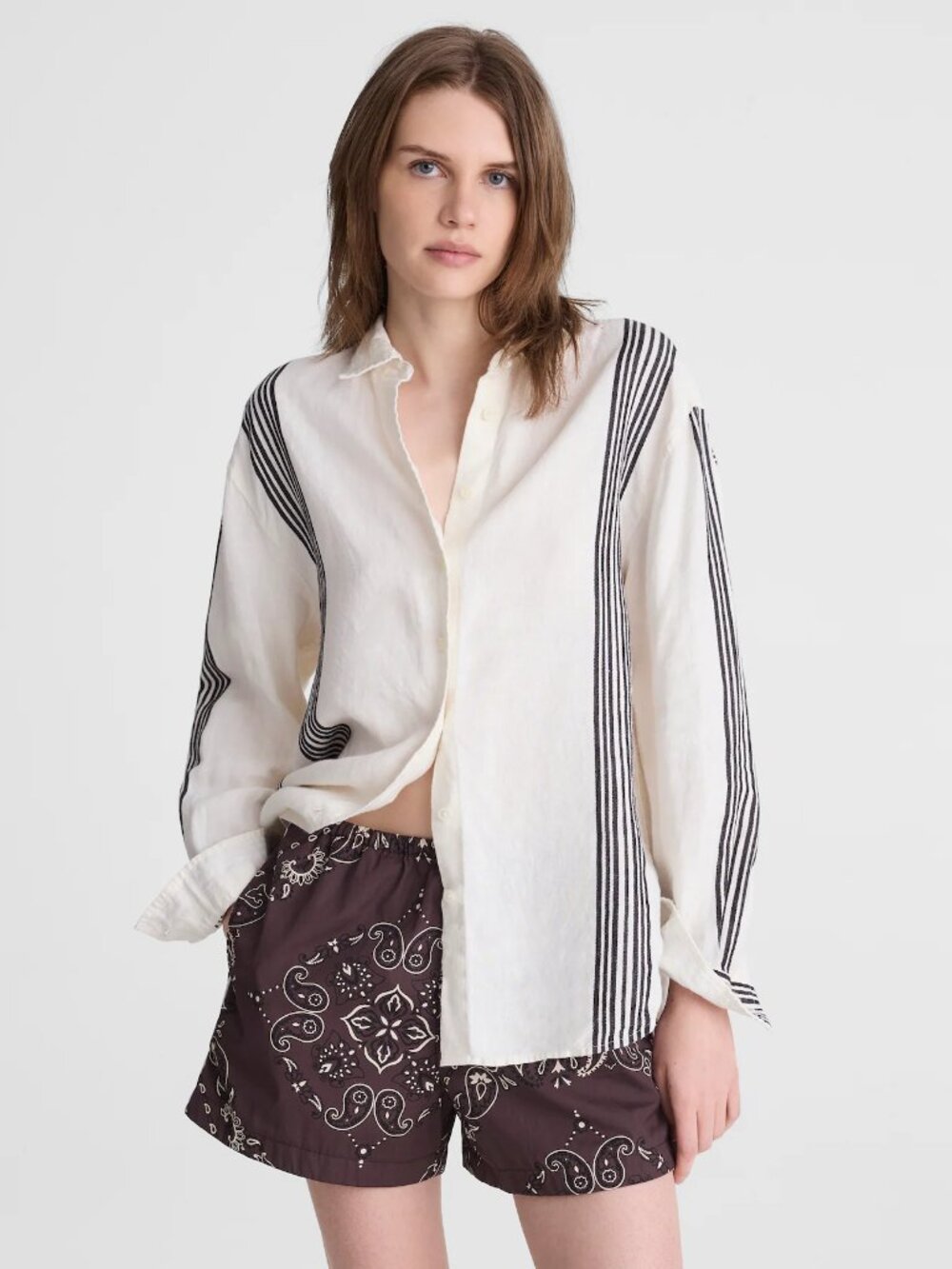 NWT 👔 Madewell Buttondown - The Easy Shirt in Linen Blend (Striped) - Picture 2 of 6